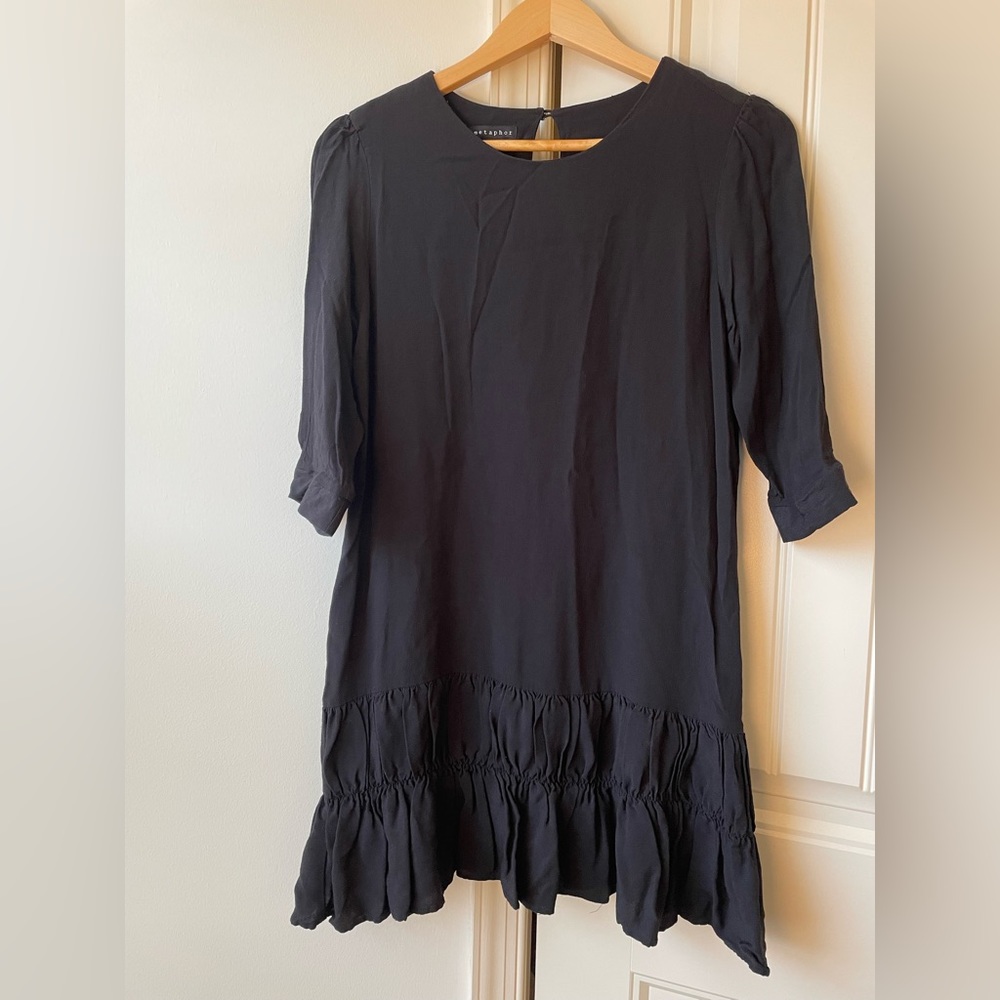 Metaphor Cute Black Long Sleeved Dress - Short and Loose - Size S